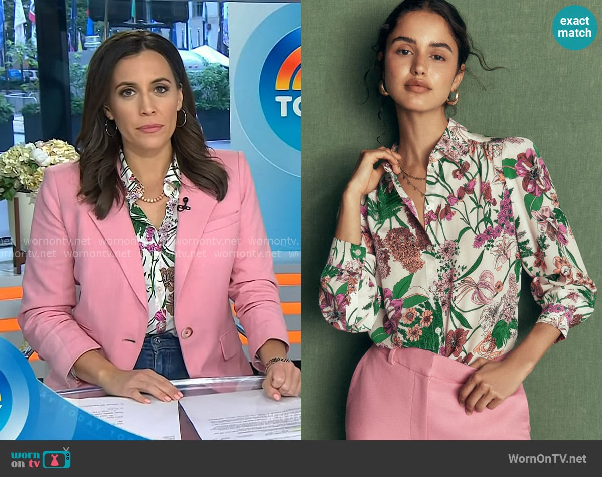 Boden Sara Silk Shirt worn by Hallie Jackson on Today