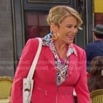 Bonnie’s floral shirt and pink moto jacket on Days of our Lives
