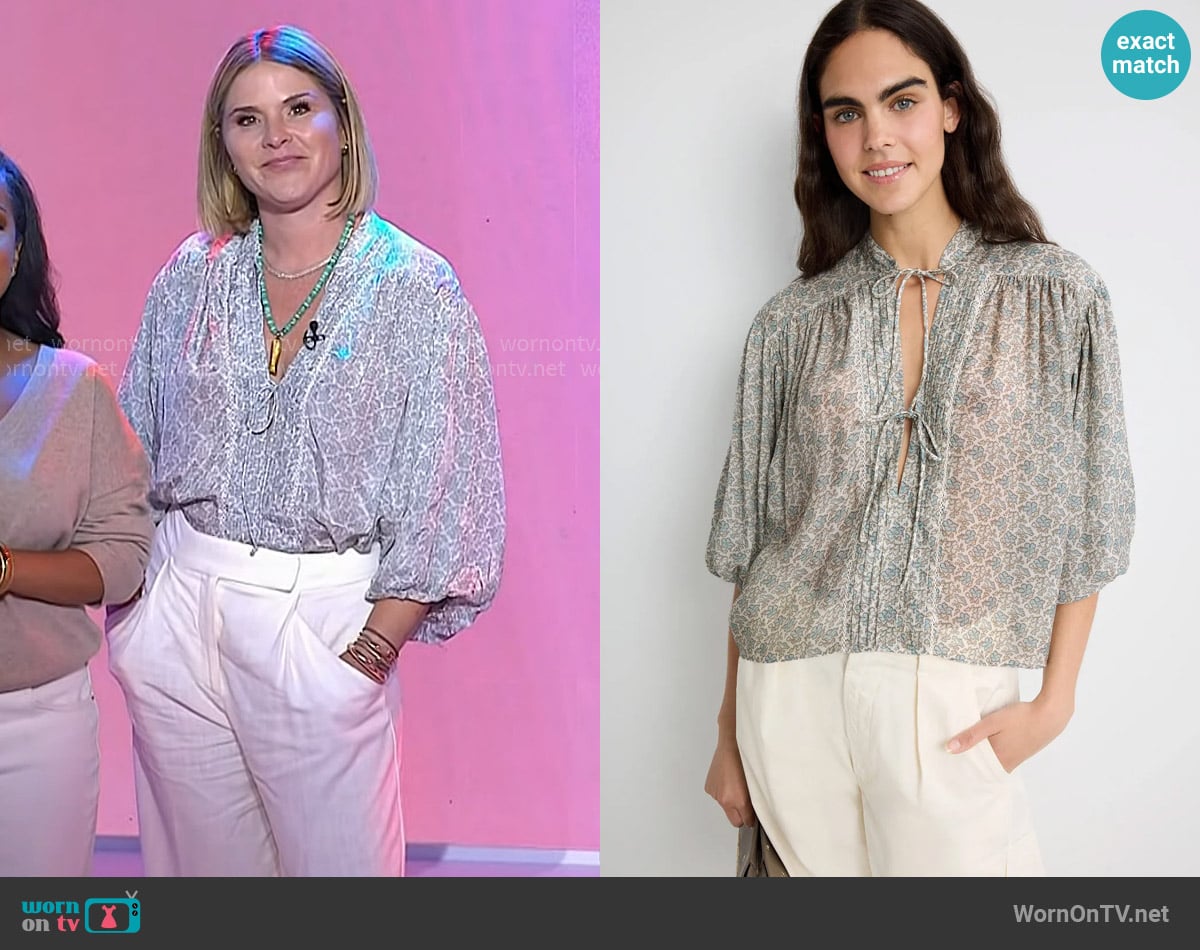 Boss Tie Front Blouse worn by Jenna Bush Hager on Today