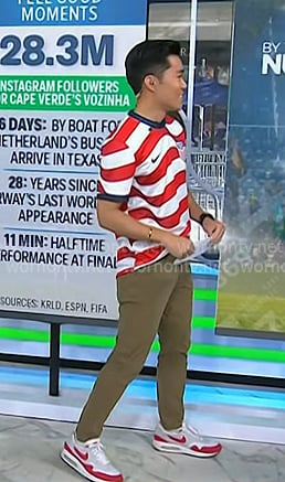 Brian Cheung’s white and red sneakers on Today
