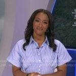Brittany’s blue striped gathered shirtdress on Good Morning America