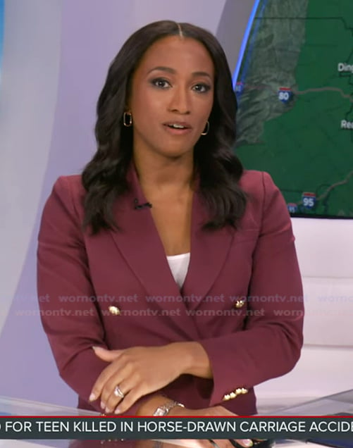 Brittany’s burgundy double breasted blazer on Good Morning America
