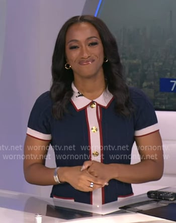 Brittany’s navy contrast trim dress on Good Morning America