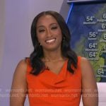 Brittany’s orange cowl neck dress on Good Morning America