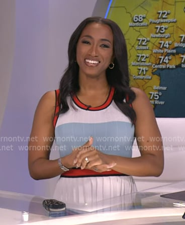 Brittany’s sleeveless colorblock dress on Good Morning America