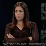 Britt's dark brown knit cardigan on General Hospital