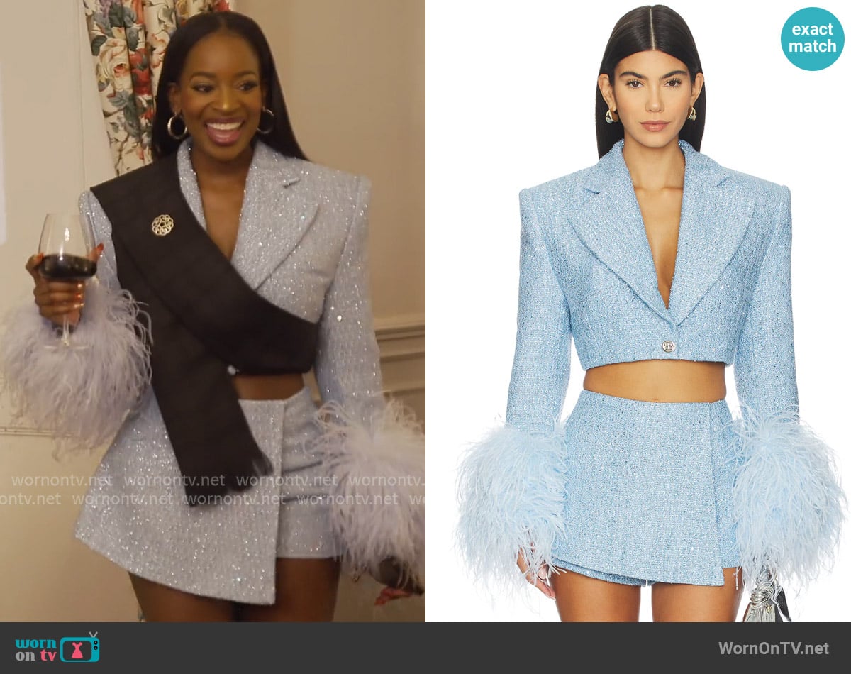 Bronx Banco Kacey Cropped Blazer worn by Shamea Morton Mwangi on The Real Housewives of Atlanta