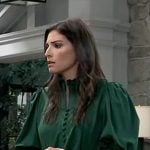 Brook Lynn’s green puff sleeve blouse on General Hospital