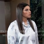 Brook-Lynn's grey floral button down blouse on General Hospital