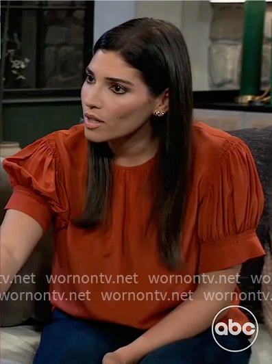 Brook Lynn's red puff sleeve top on General Hospital Brook Lynn's red puff sleeve top on General Hospital
