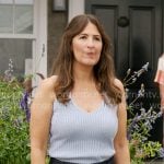 Brooke’s blue knit tank top and pleated jeans on The Five Star Weekend