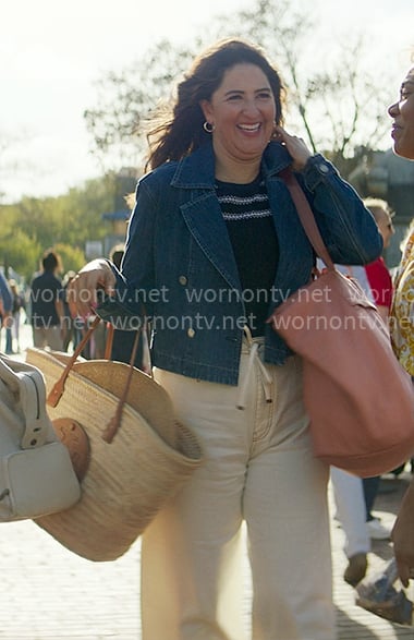 Brooke’s denim jacket and white jeans on The Five Star Weekend
