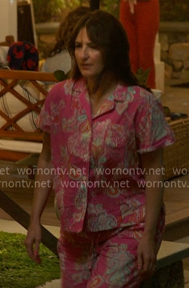 Brooke’s pink printed pajamas on The Five Star Weekend