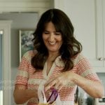 Brooke’s wavy stripe knit polo top on The Five Star Weekend