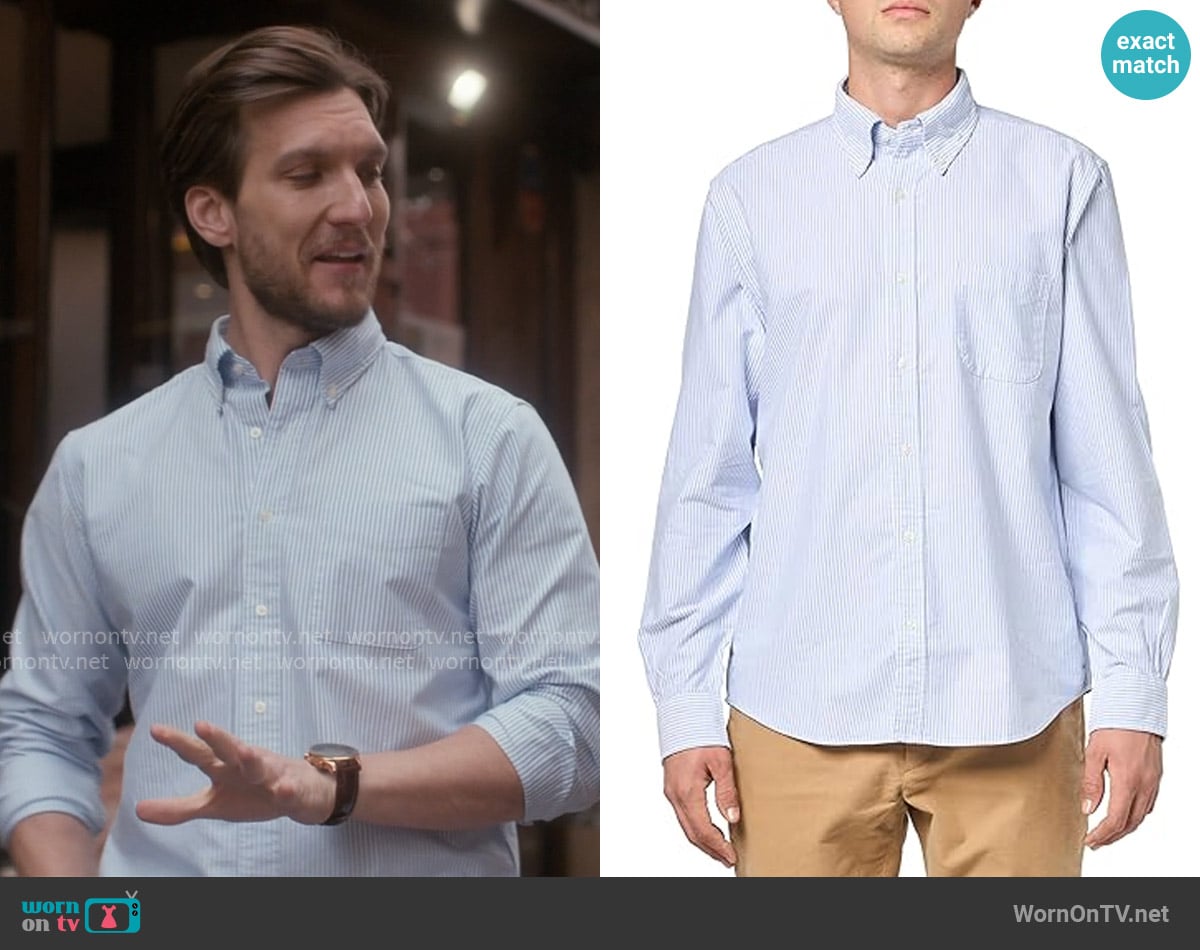 Brooks Brothers Friday Oxford Long Sleeve Stripe Sport Shirt worn by Jason Knightly (Scott Michael Foster) on Paris is Always a Good Idea