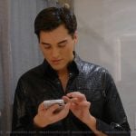 Brooks’s black croc leather jacket on Next Gen NYC