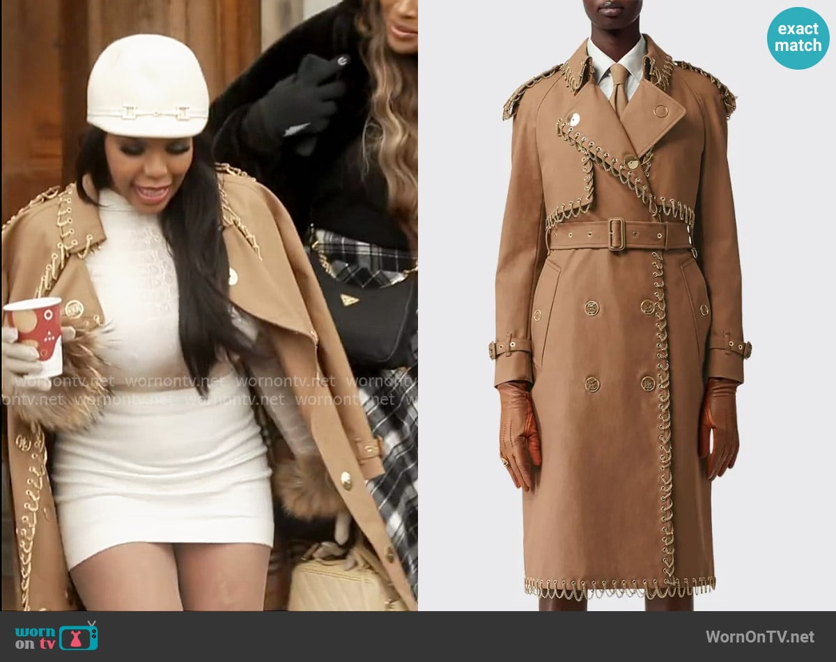Burberry Chain-Trim Trench Coat worn by Kelli Ferrell on The Real Housewives of Atlanta