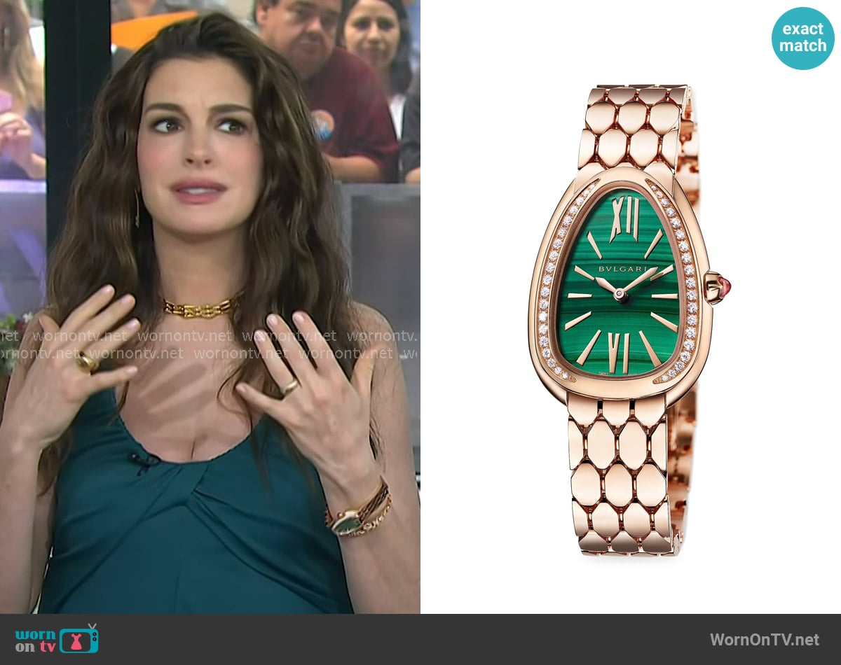 Anne Hathaway’s green panel watch on Today Anne Hathaway’s green panel watch on Today
