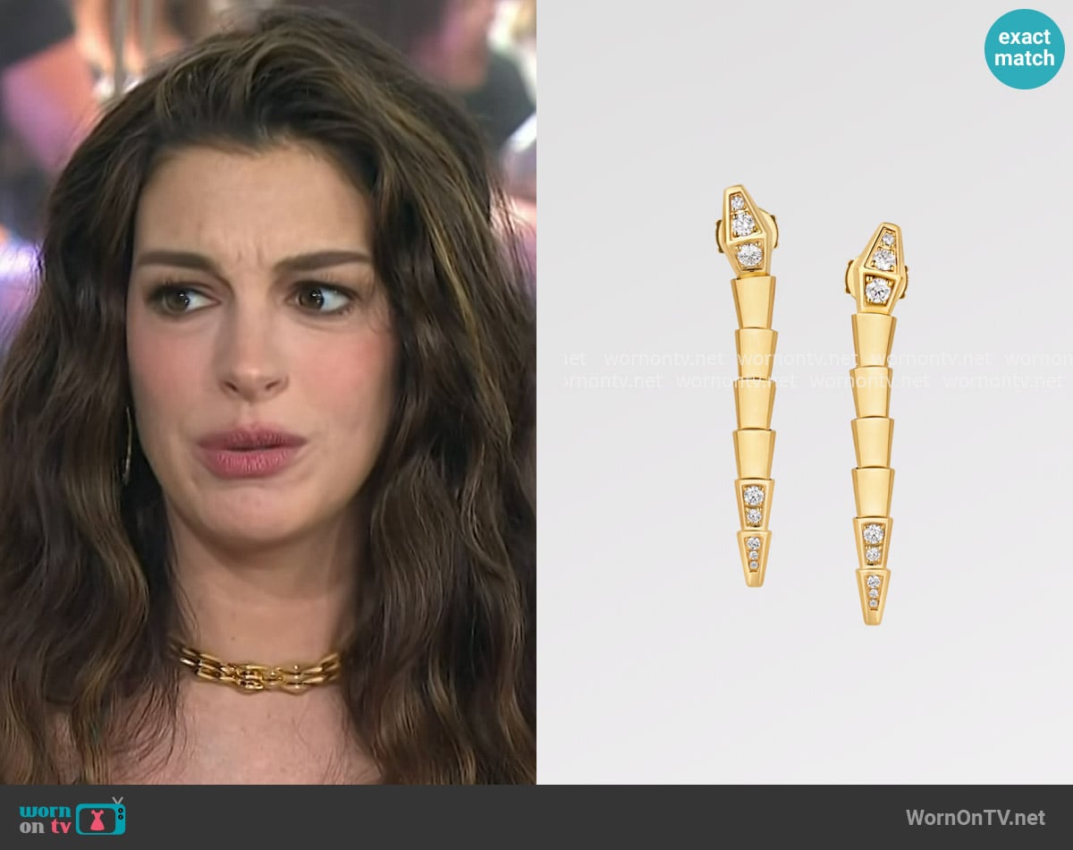Bvlgari Serpenti Viper Earrings worn by Anne Hathaway on Today