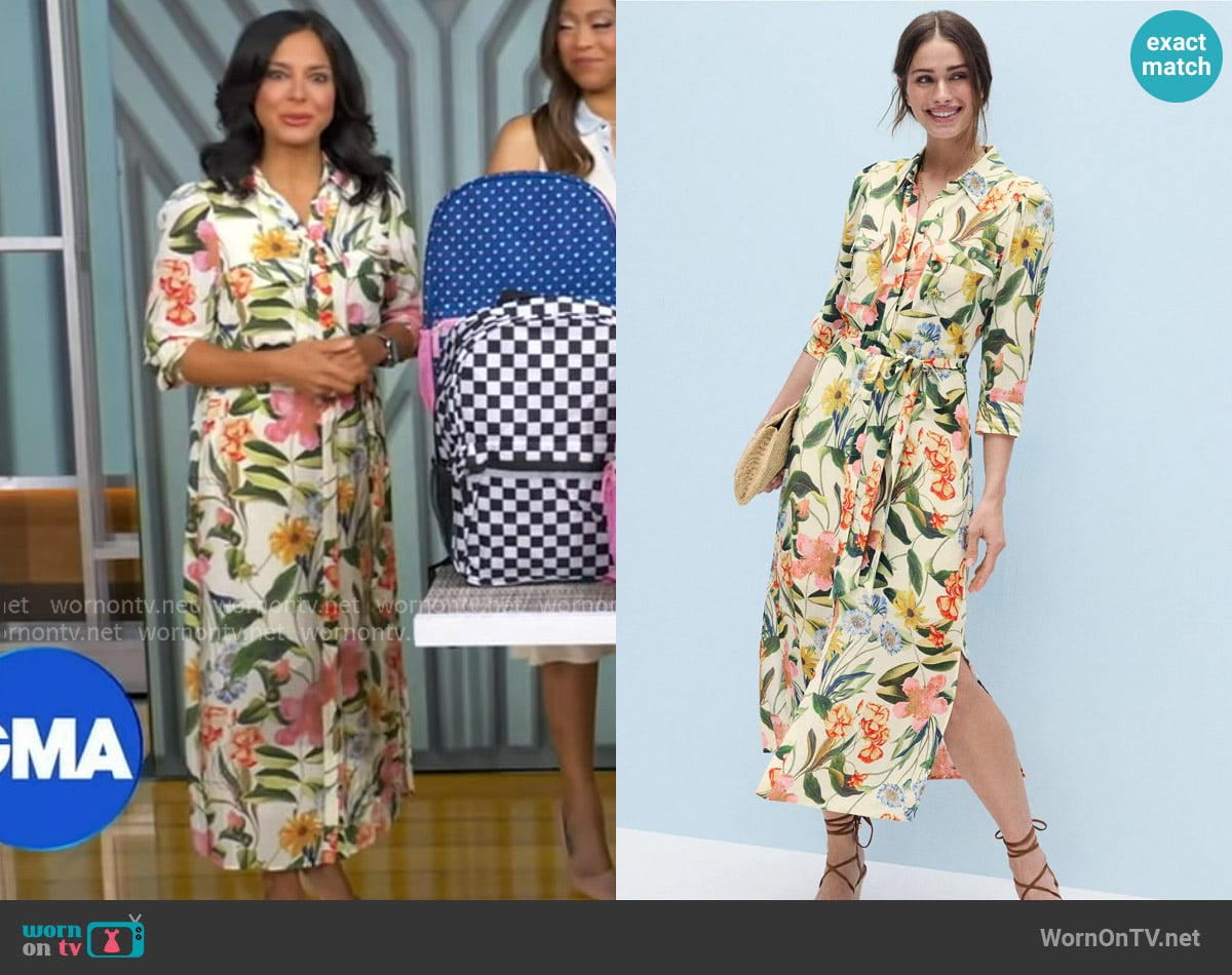Caballero Azura Floral Printed Midi Dress worn by Dr. Tara Narula on Good Morning America