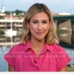Caitlin Huey-Burns’ pink cotton gauze shirtdress on CBS Mornings