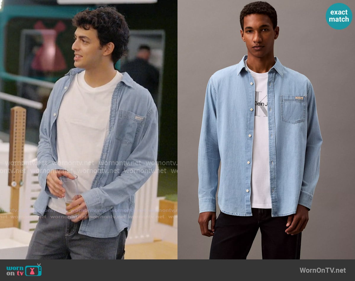 Calvin Klein Classic Denim Button-Down Shirt worn by Shai Fruchter on Next Gen NYC