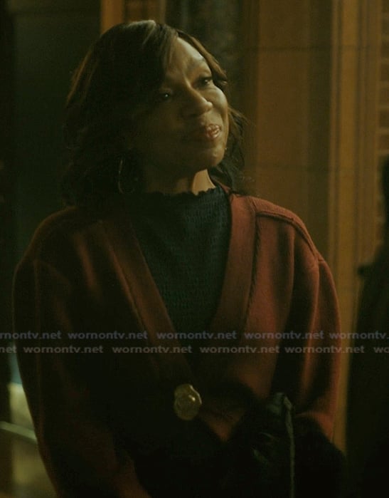 Candice’s maroon cardigan on The Chi