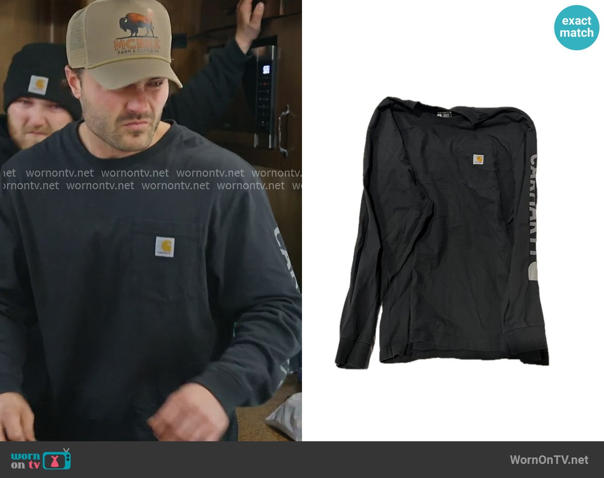 Carhartt Vintage Long Sleeve Logo T-Shirt worn by Steven McBee Jr on The McBee Dynasty Real American Cowboys