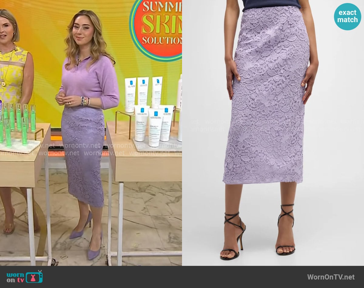 Carolina Herrera Lace Midi Skirt worn by Dr. Shereene Idriss on Today