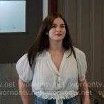Caroline’s white tie waist top on The Five Star Weekend