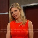 Cat’s orange belted peplum top and pants on Days of our Lives