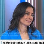 Celine Gounder’s blue ruched front dress on CBS Mornings