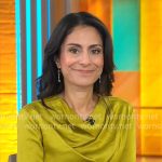 Celine Gounder’s chartreuse cowl neck dress on CBS Mornings