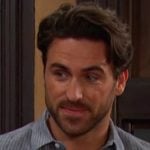 Chad's blue striped linen shirt on Days of our Lives