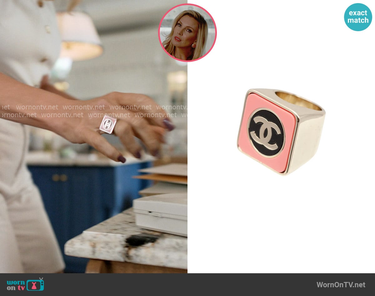 Chanel Logo Statement Ring worn by Eva Woods (June Diane Raphael) on Elle