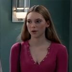 Charlotte's pink henley top with long sleeves on General Hospital