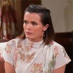 Chelsea’s cream floral top on The Young and the Restless