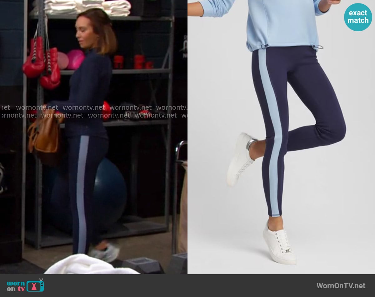 Chico's Zenergy® Soft Topaz Contrast Leggings worn by Gwen Rizczech (Emily O'Brien) on Days of our Lives