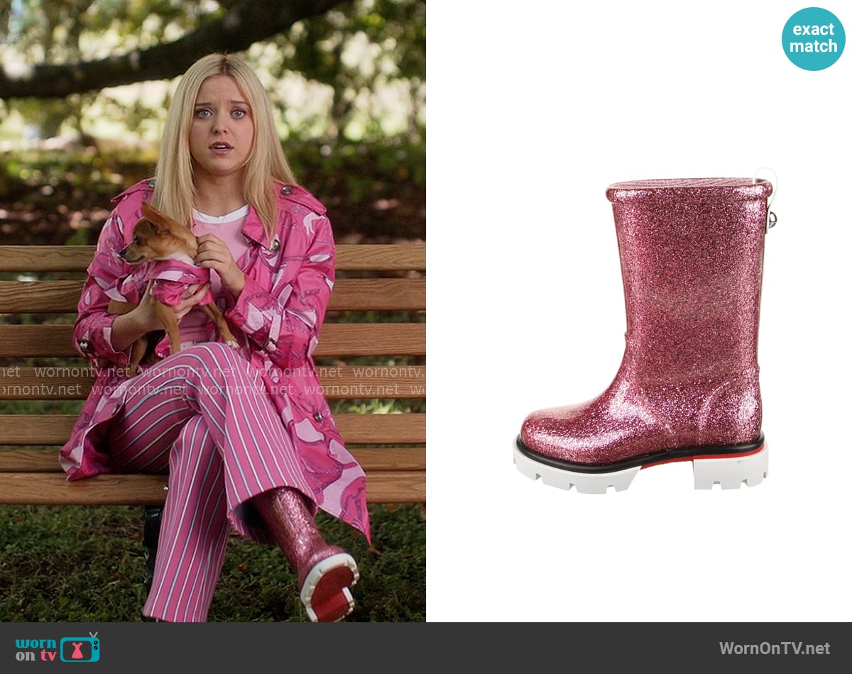 Christian Louboutin Glitter Rainboots worn by Elle Woods (Lexi Minetree) on Elle