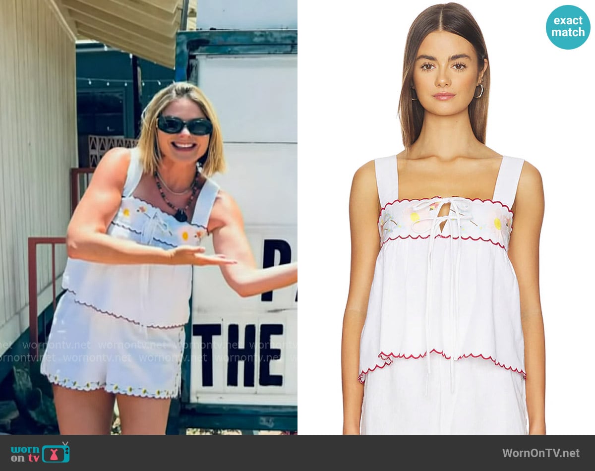 Jenna’s white embroidered sleeveless top on Today