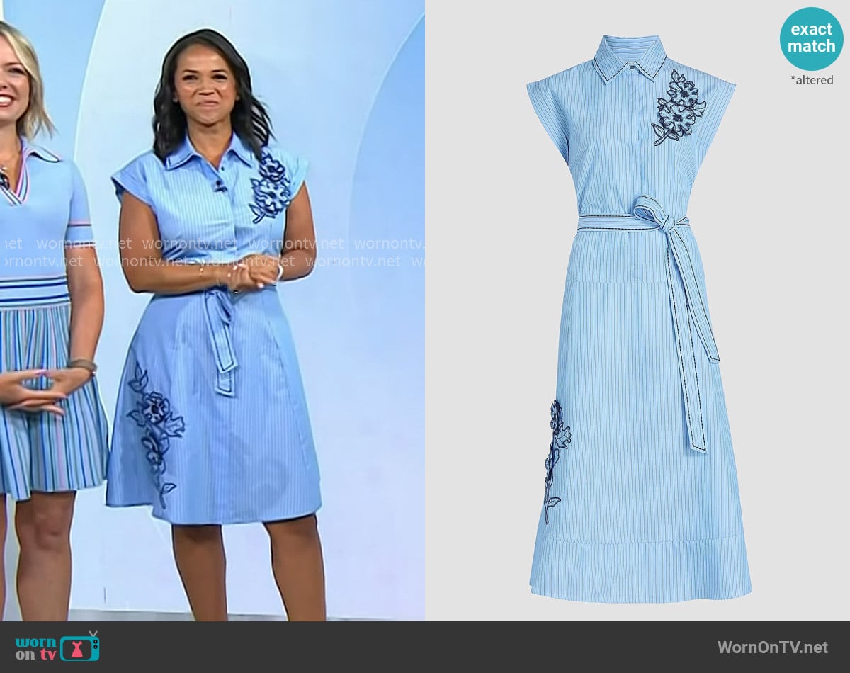Laura’s blue striped floral applique shirtdress on Today Laura’s blue striped floral applique shirtdress on Today