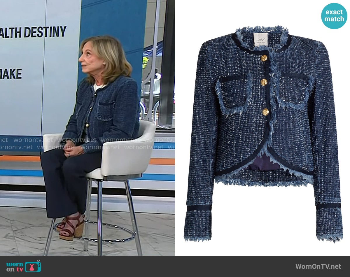 Cinq a Sept Denim Bouclé Tailored Jacket worn by Dr. Florence Comite on Today