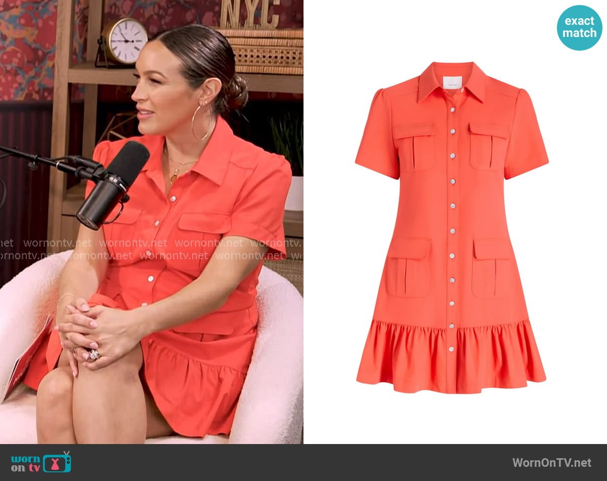 Cinq a Sept Jamie Shirt Dress in Cherry Tomato worn by Emily Orozco on Access Hollywood