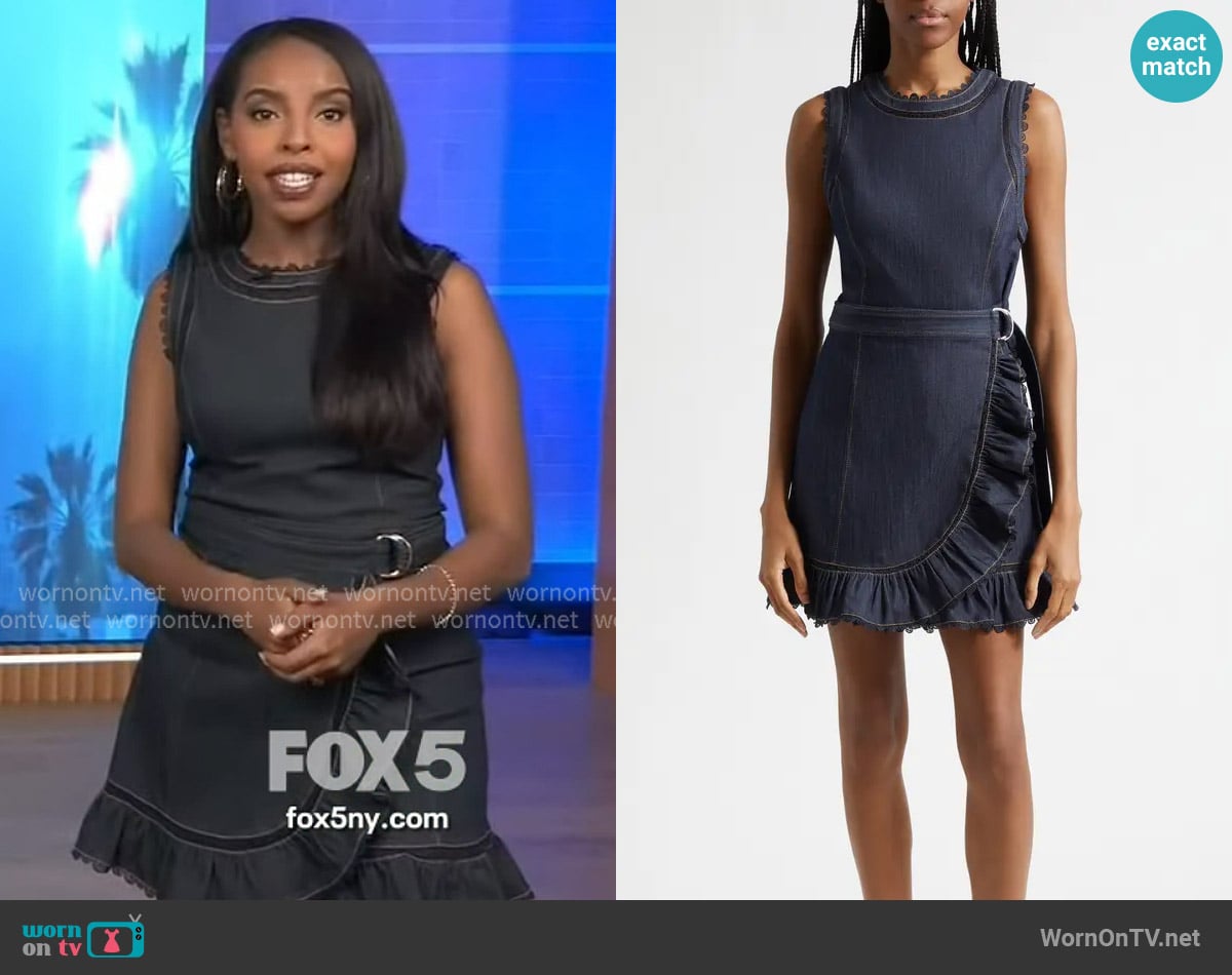 Cinq a Sept Mahlia Guipure Lace Denim Mini Dress worn by Mona Kosar Abdi on Extra