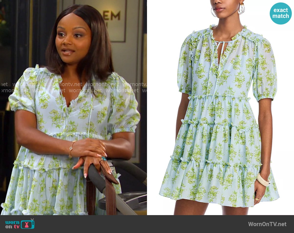Cinq a Sept Papyrus Floral Madara Dress worn by Chanel Dupree (Raven Bowens) on Days of our Lives