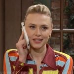Claire’s multi color stripe shirtdress on The Young and the Restless