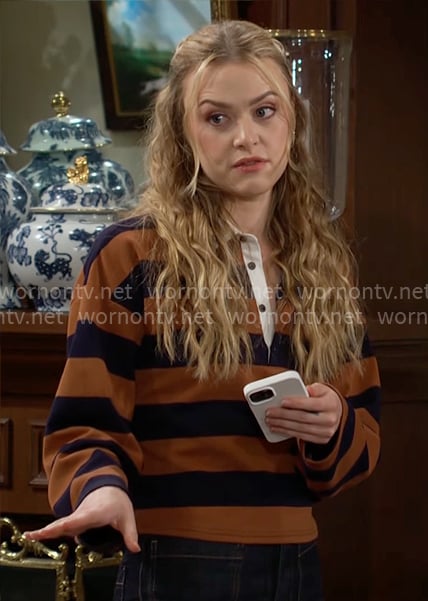 Claire’s striped rugby top on The Young and the Restless
