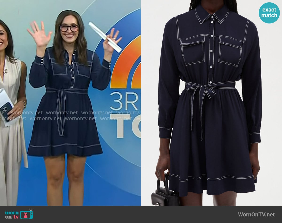 Claudie Pierlot Reinette Contrast Top-Stitch Silk Dress worn by Savannah Sellers on Today