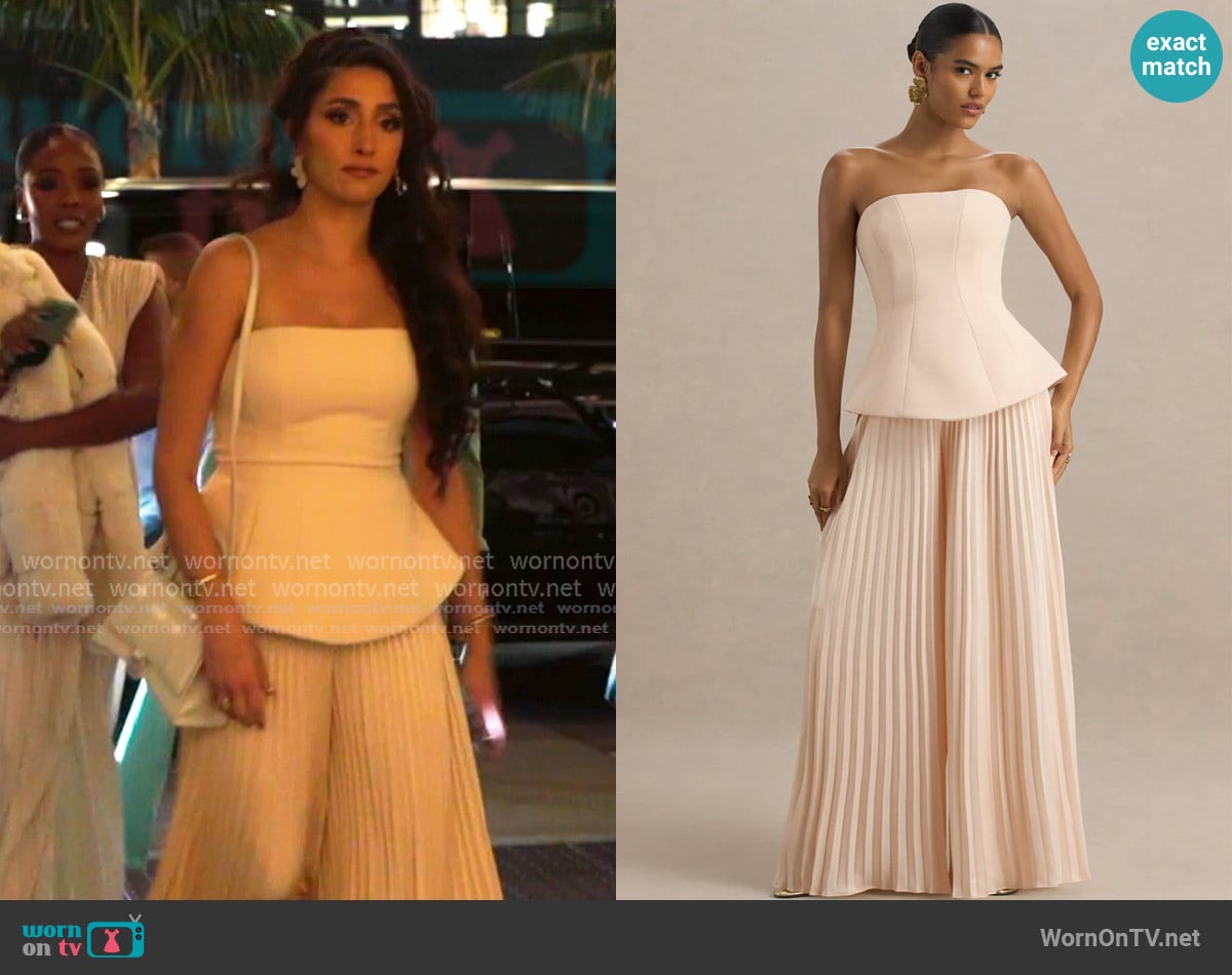 Club L London Feeling Good Nude Bandeau Jumpsuit with Pleated Trouser worn by Melissa Carelli on The Valley