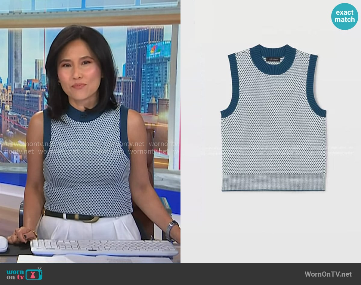 Club Monaco Textured Mock Shell worn by Vicky Nguyen on NBC News Daily